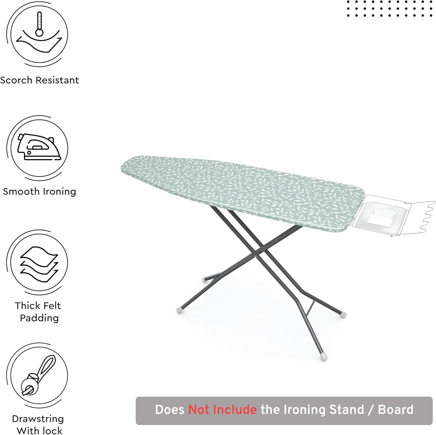 Encasa XO Ironing Board Cover and Pad 49"x18" - Thick 3mm Felt Padding, Drawstring Tightening &