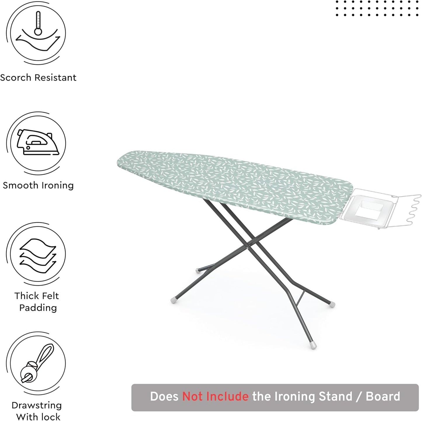 Encasa XO Ironing Board Cover and Pad 42"x14" - Thick 3mm Felt Padding, Drawstring Tightening &