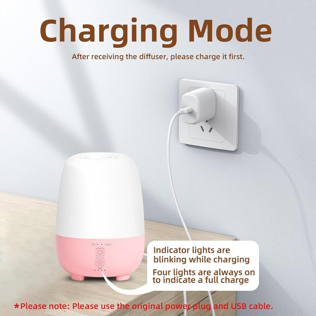 Cordless Essential Oil Diffuser 150ML, Rechargeable Battery, 7H Runtime, 7 LED Lights, Mini