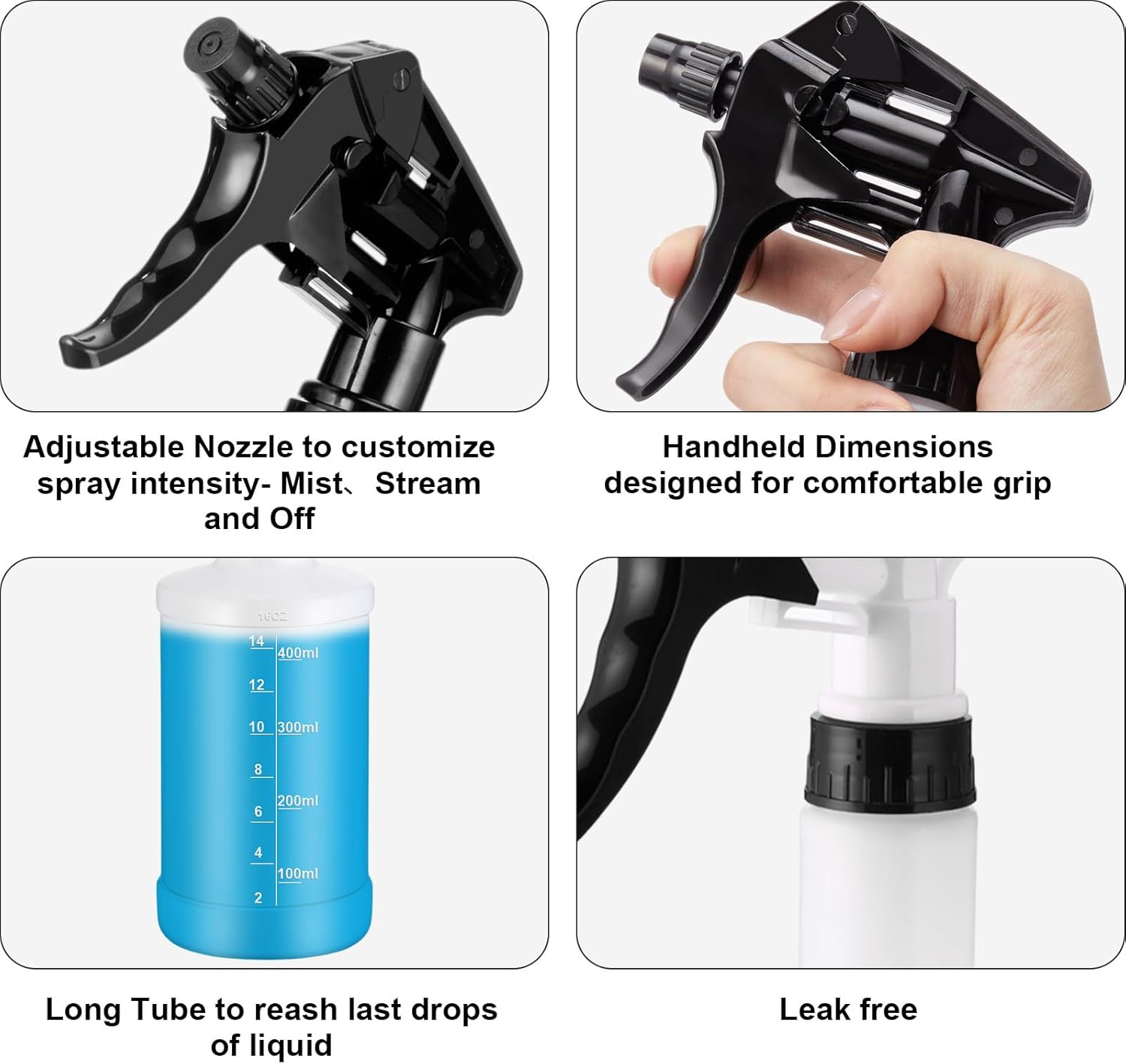 Eccliy 12 Pcs 16 Oz Plastic Spray Bottle, Adjustable Empty Reusable Sprayer for Cleaning, Planting
