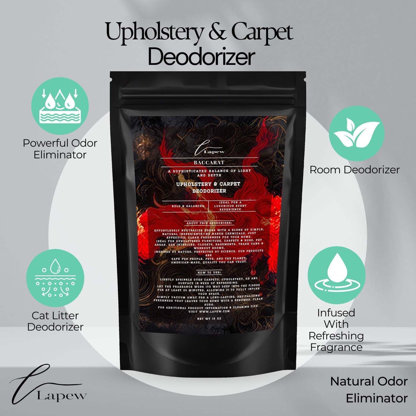 Baccarat Rouge Carpet Freshener Powder: Powerful Odor Eliminator for Home, Upholstery Deodorizer