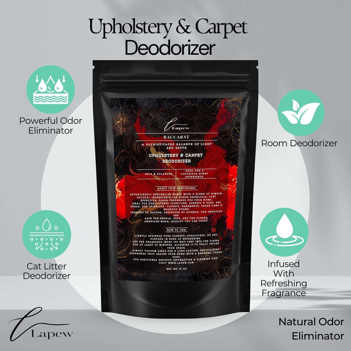 Baccarat Rouge Carpet Freshener Powder: Powerful Odor Eliminator for Home, Upholstery Deodorizer