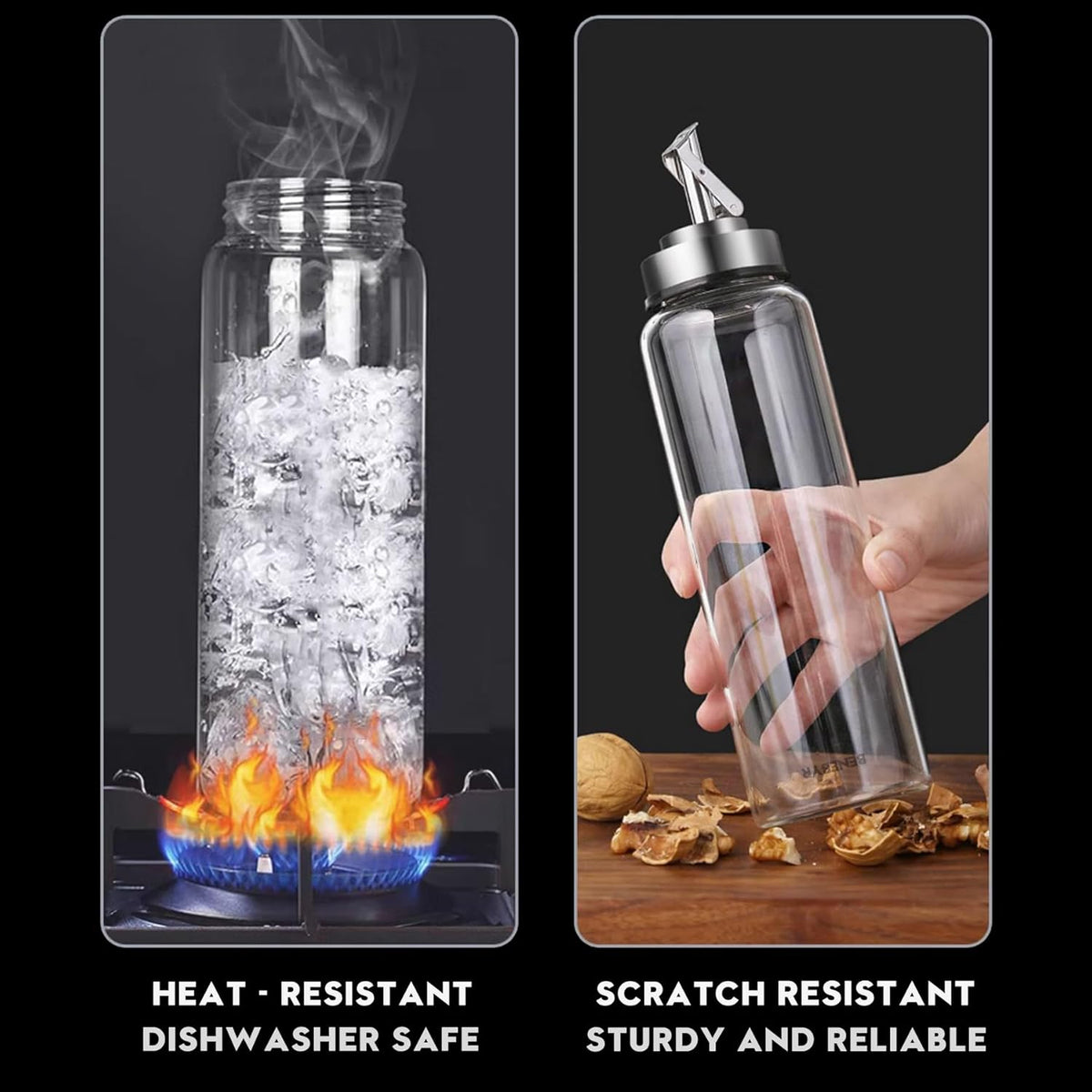 Glass Olive Oil Dispenser Bottle for Kitchen Shatterproof & Leakproof Oil and Vinegar Dispenser Set