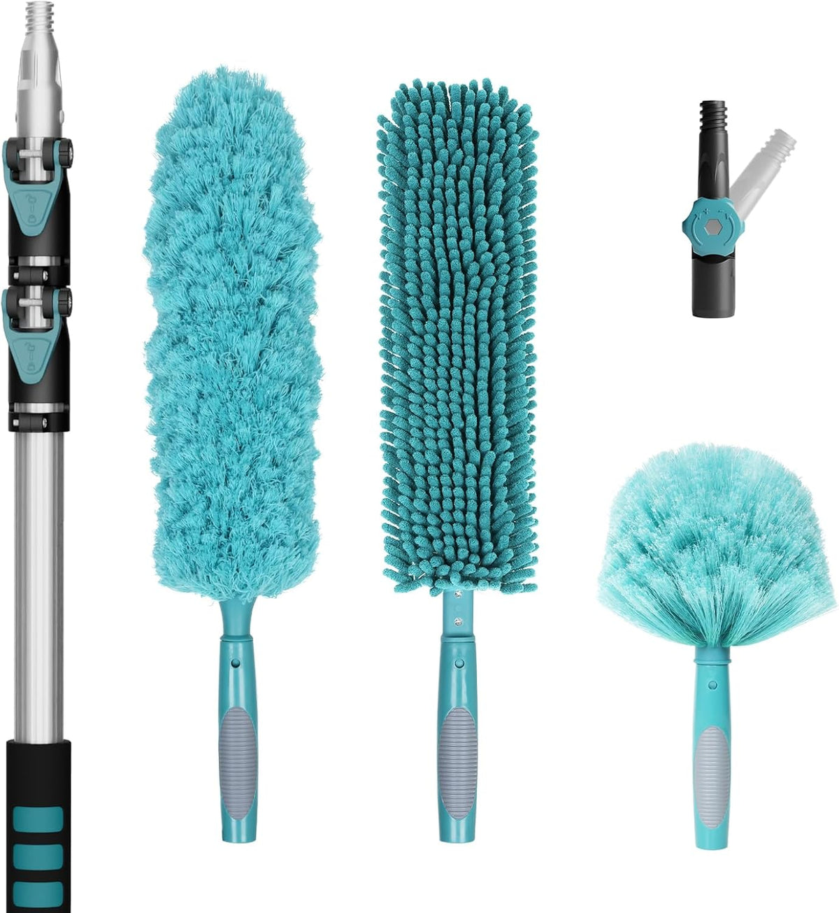 20 Foot High-Reach Duster Kit with 5-12FT Extendable Pole - High Ceiling Duster Cleaning Kit with