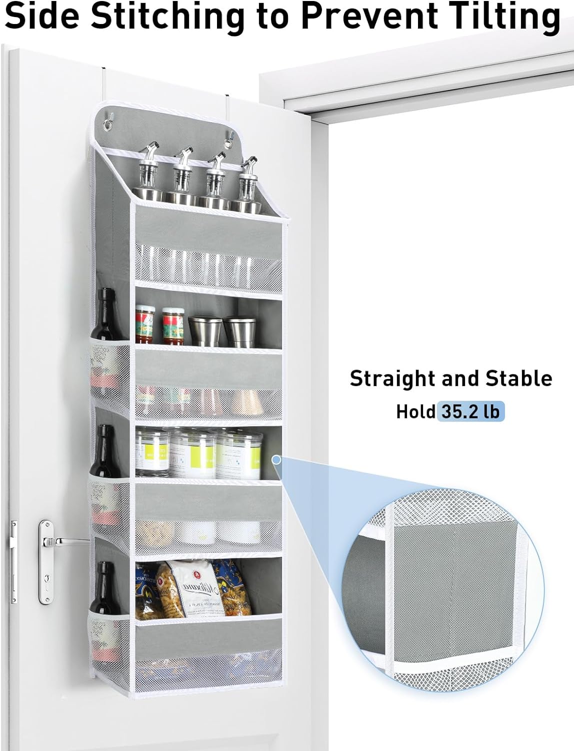 Yecaye 1 Pack Over the Door Organizer, 35.2lbs Load Toy Stuffed Animal Storage, Swing-proof Hanging