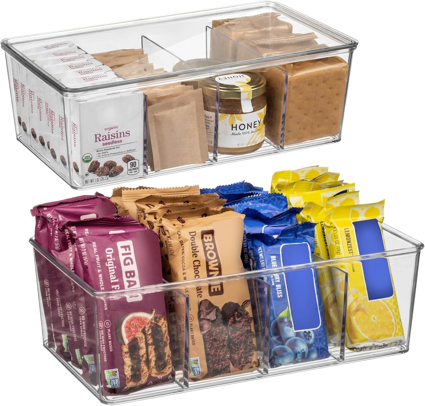 ClearSpace Plastic Pantry Organization and Storage Bins with Dividers & Lids – Perfect Kitchen