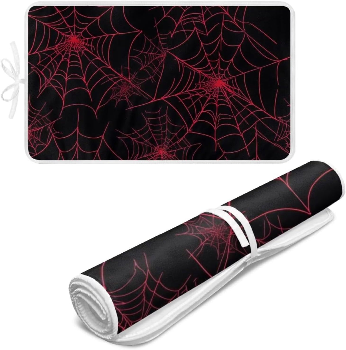 Ironing Mat Red Spider Web Portable Ironing Pad Blanket for Table Top Heat Resistance Foldable