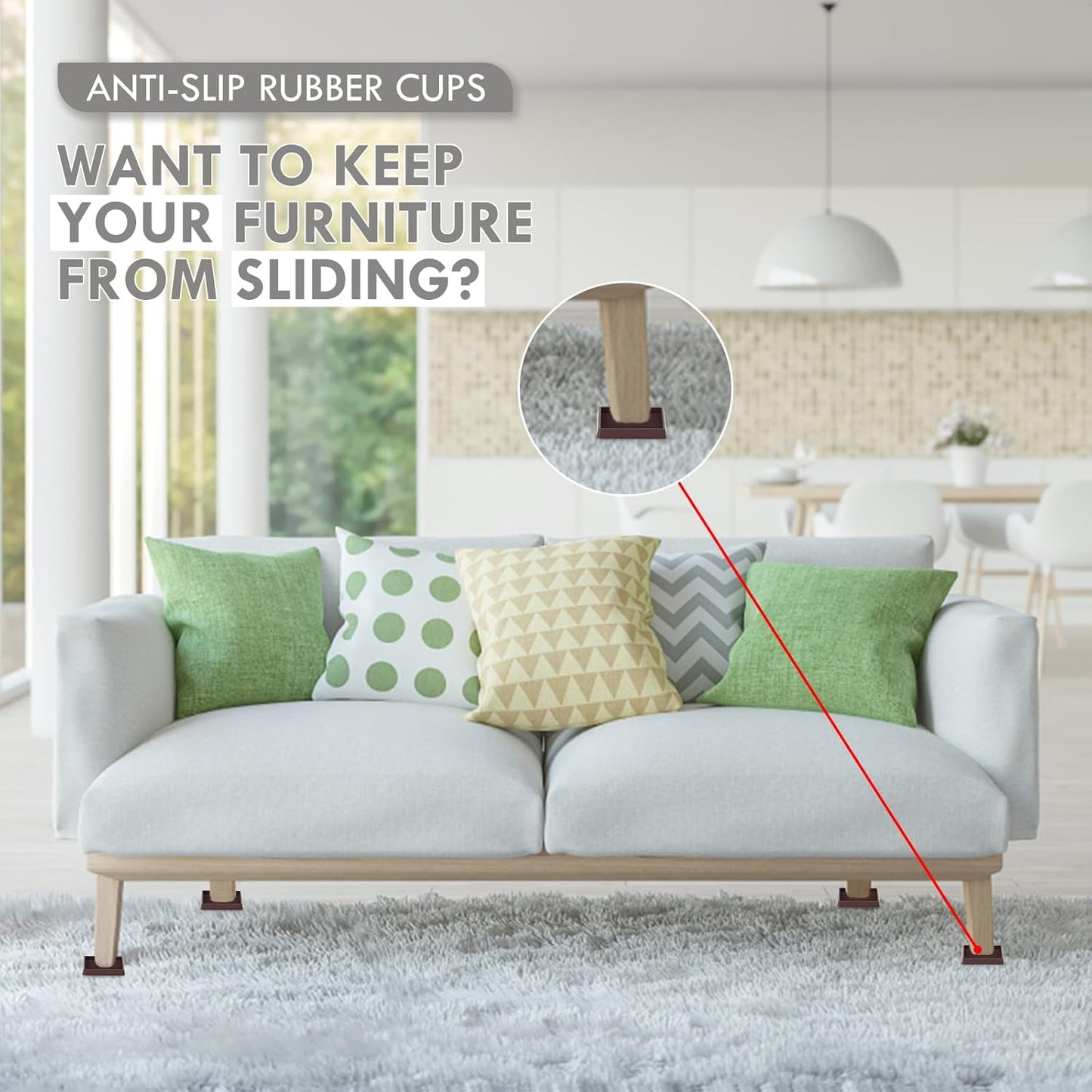 Non Slip Furniture Pads, 1.5” Round Rubber Caster Cups, 4 Pcs Furniture Coasters, Anti-Slip