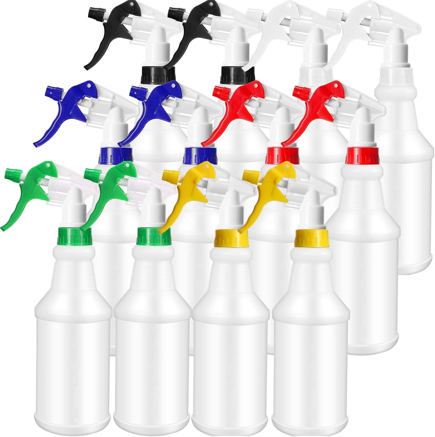 Eccliy 12 Pcs 16 Oz Plastic Spray Bottle, Adjustable Empty Reusable Sprayer for Cleaning, Planting