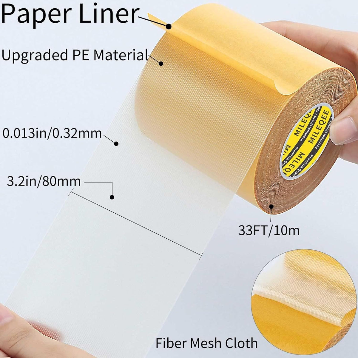 2Pack Double Sided Tape Heavy Duty, 3.2inx33FT (66FT Total) Universal High Tack Strong Wall