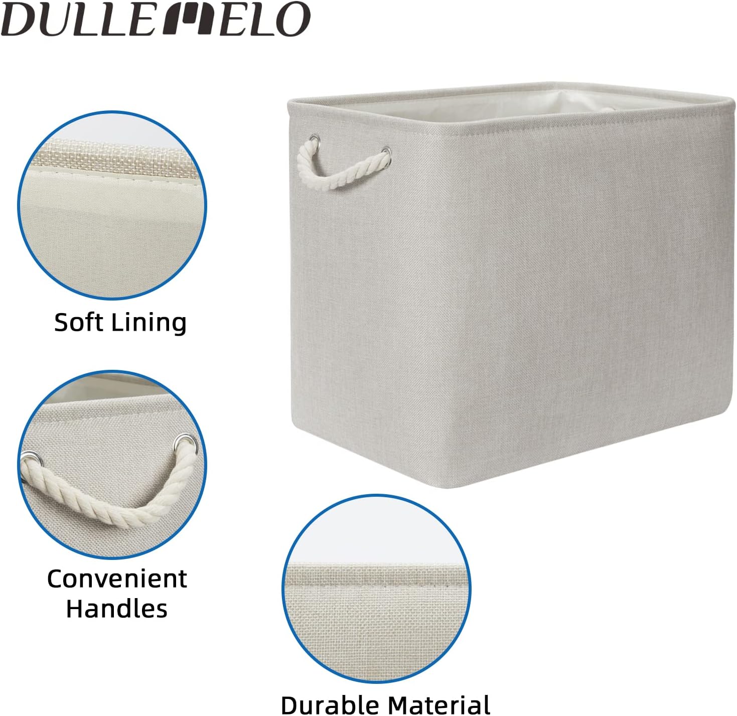 DULLEMELO 2-Pack Large Storage Baskets for Organizing Canvas Fabric Storage Basket Bins With Rope