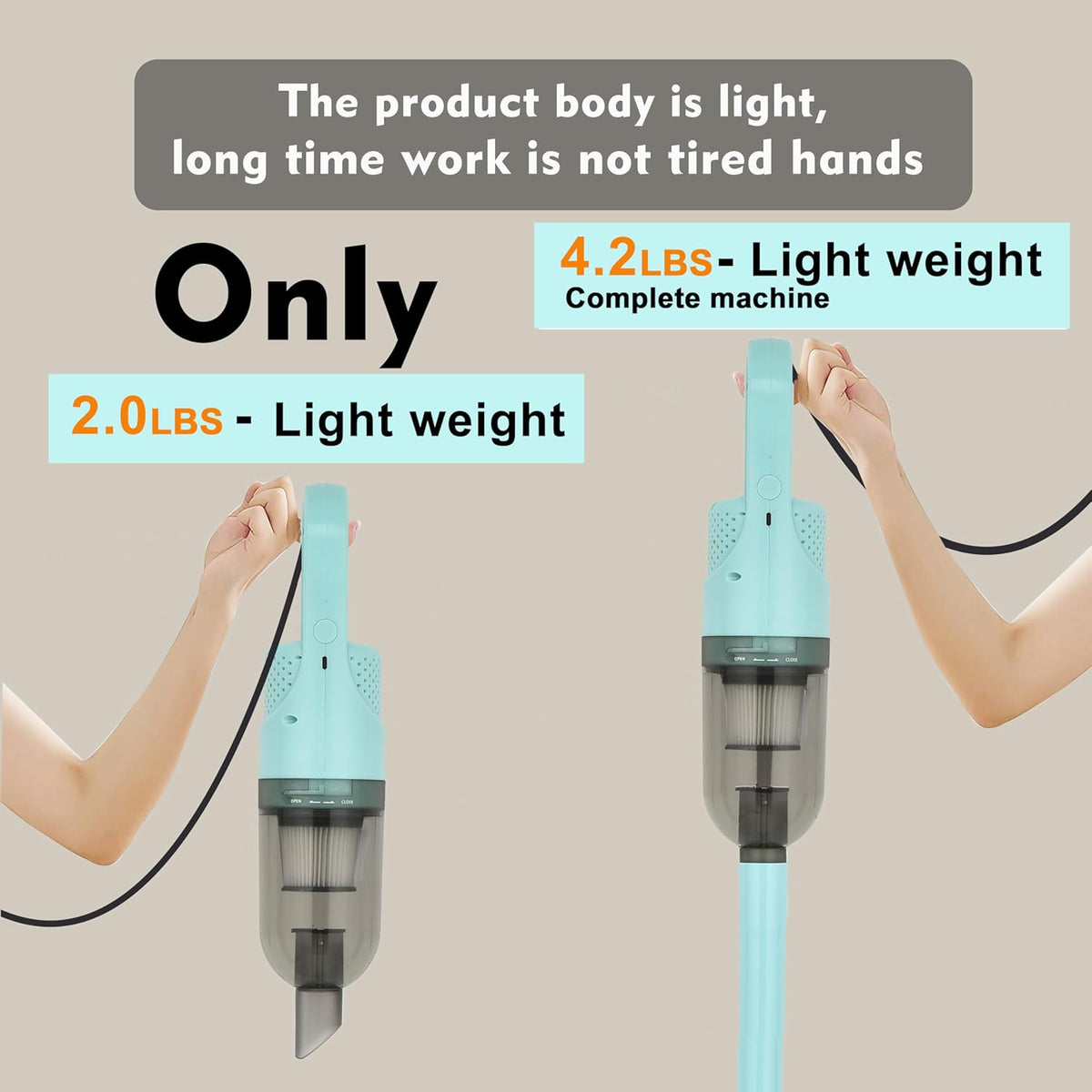6-in-1 Lightweight Stick Vacuum Cleaner with 100W Powerful Motor, Mini Portable Household Handheld