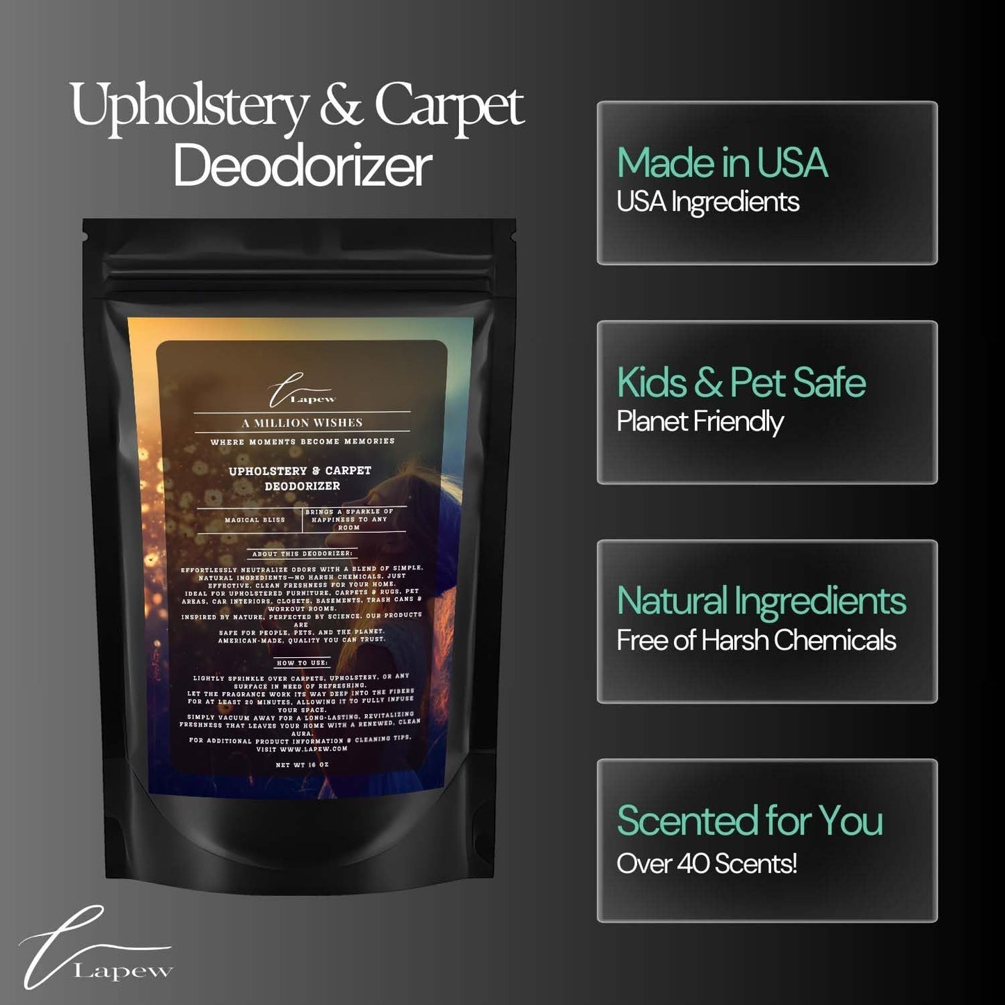 A Million Wishes Carpet Freshener Powder: Powerful Odor Eliminator for Home, Upholstery Deodorizer