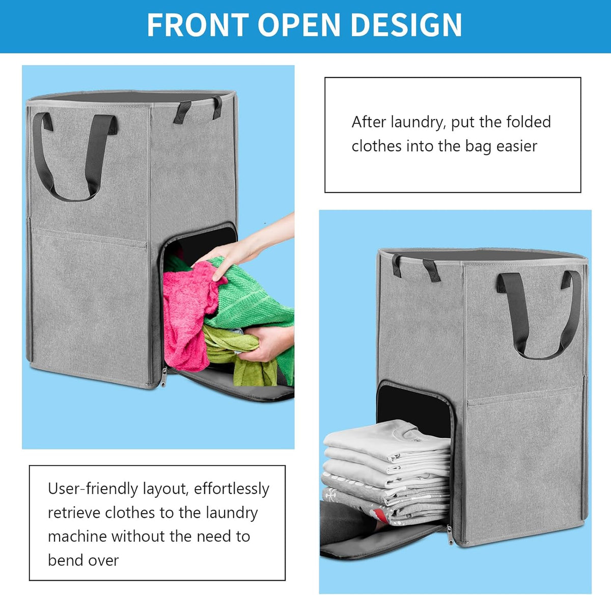 Laundry Backpack Bag, Bukere Extra Large 2 in 1 Laundry Hamper Basket for College Students Dorm
