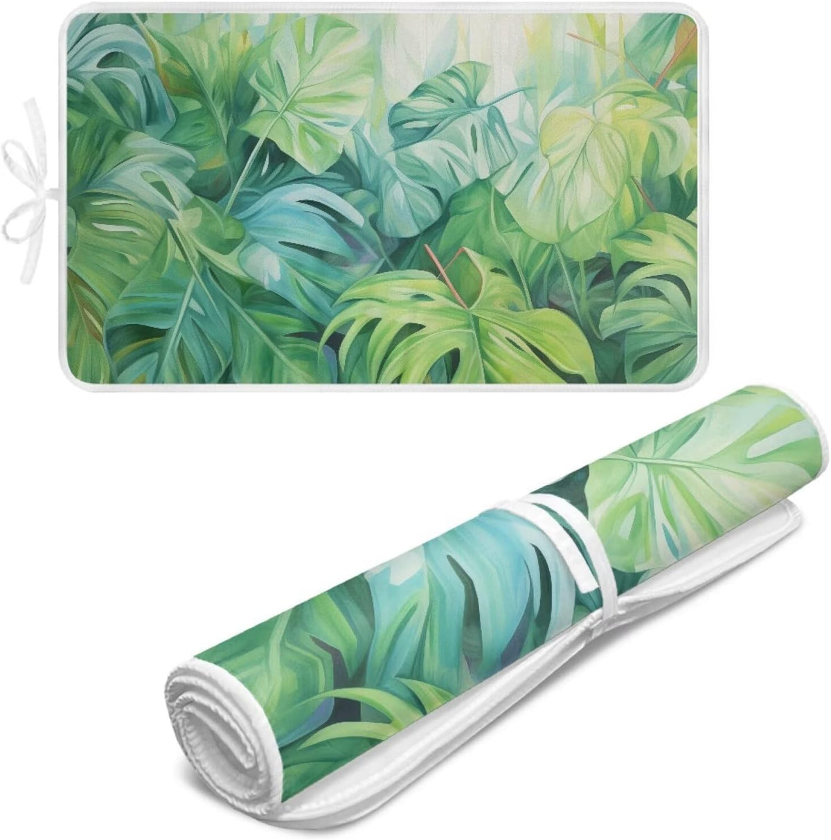 Green Ironing Mat Portable Ironing Pad Monstera Leaf 32 x 16 Inch Large Ironing Mat for Table Top