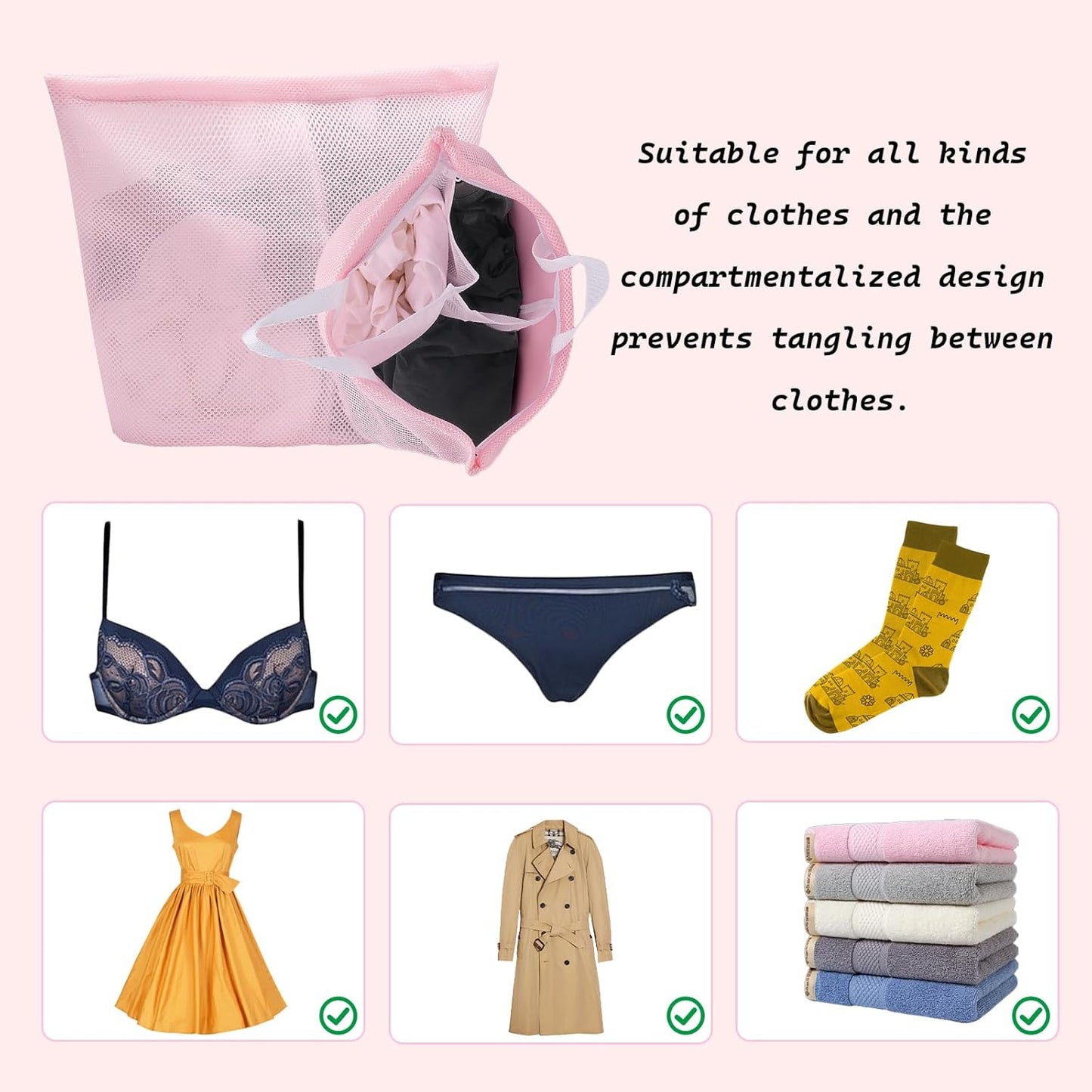 2 Pcs Special Zoning laundry bag for delicates with handles mesh laundry bags washing machine