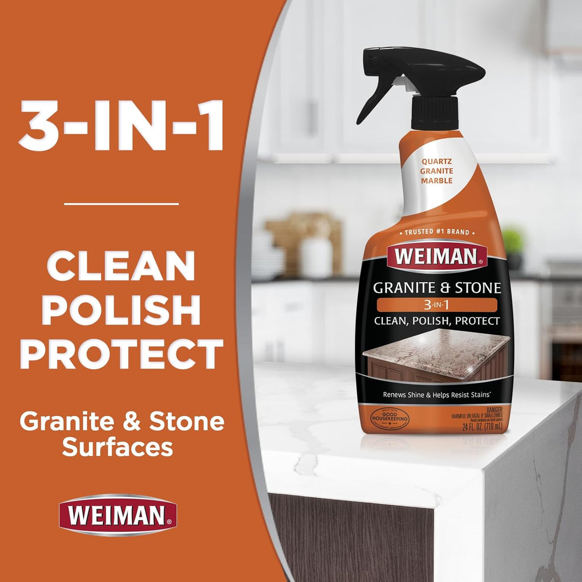 Weiman Complete Countertop Clean & Protect Kit - For Granite, Marble, Quartz & Stone - Granite &
