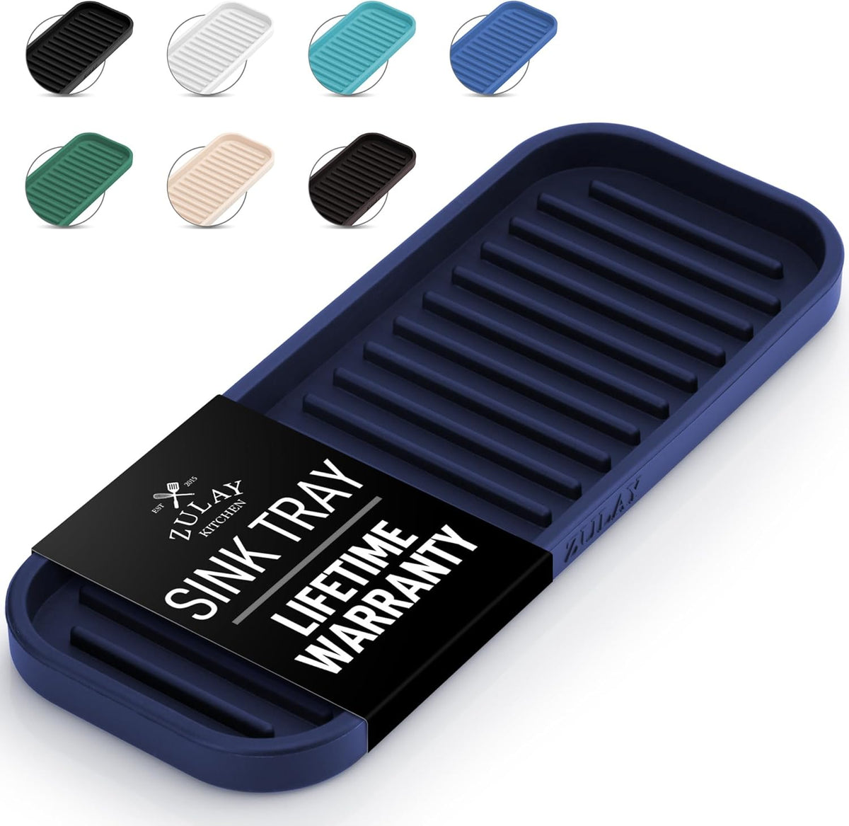 Zulay Kitchen (9x3.5) Silicone Sponge Holder for Kitchen Sink - Flexible Multipurpose Soap Tray