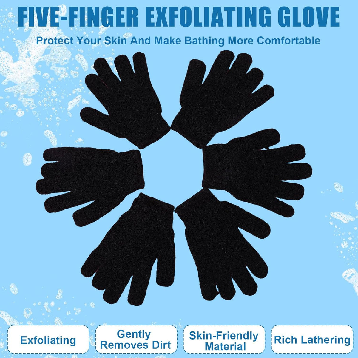 60Pcs Exfoliating Gloves Bulk, Exfoliating Body Scrubber Glove Exfoliator for Body Scrub Mitt, Bath