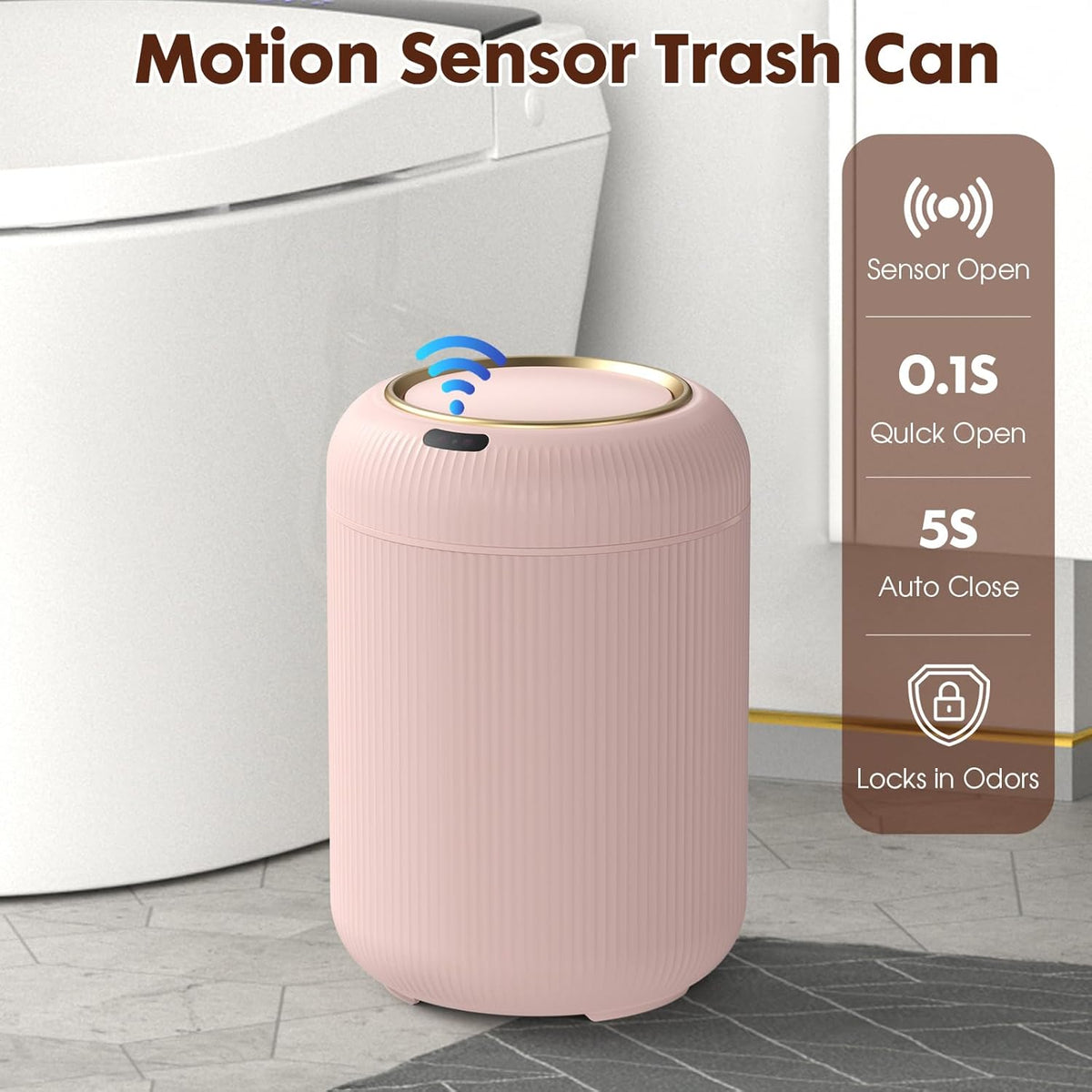 Procade Automatic Motion Sensor Bathroom Trash Can with Lid, 3 Gallon Touchless Trash Bin, Smart
