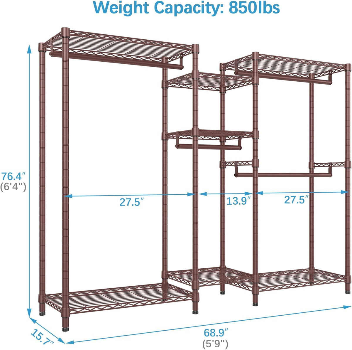 VIPEK Classic V6 Wire Garment Rack Heavy Duty Clothes Rack for Hanging Clothes, 5 Tiers