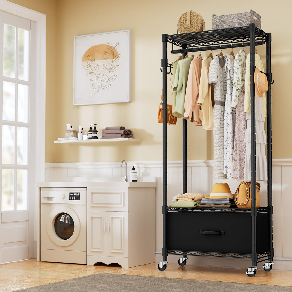 Clothes Rack, Clothing Rack for Hanging Clothes, 3 Tiers Adjustable Closet Organizer System with