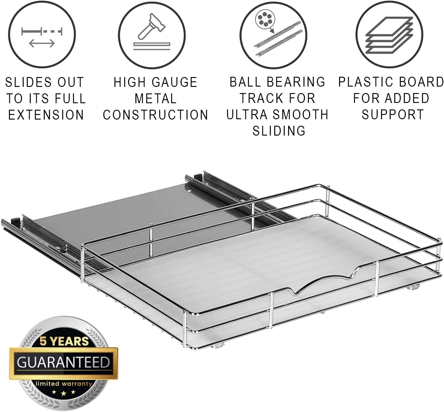 Pull Out Cabinet Organizer for Spices, Cans - Heavy Duty with Lifetime Limited Warranty- Pull Out
