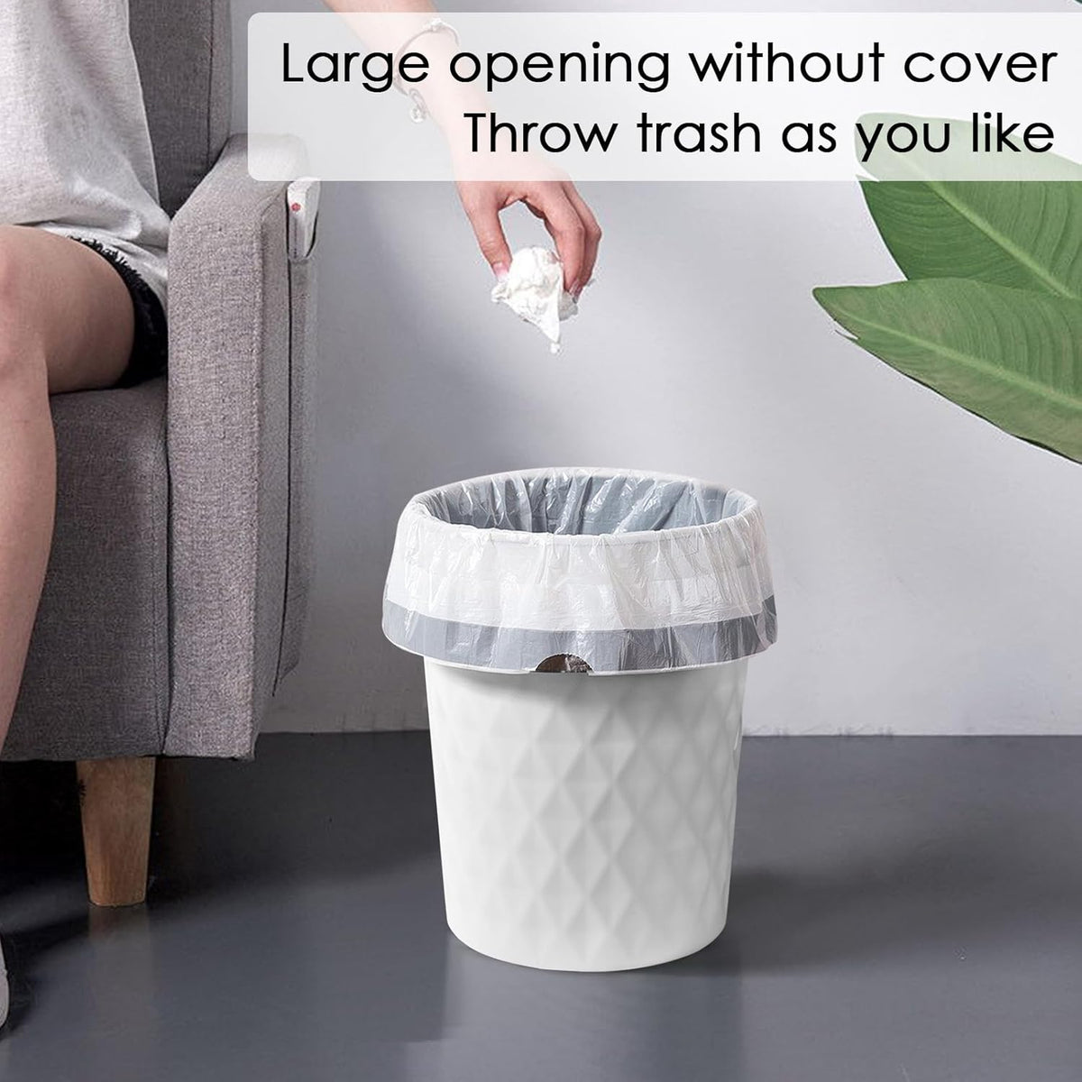 YGJT Small Trash Can, 3 Pack 1.8 Gallons Bathroom Trash Can, Slim Waste Basket, Round Garbage Can