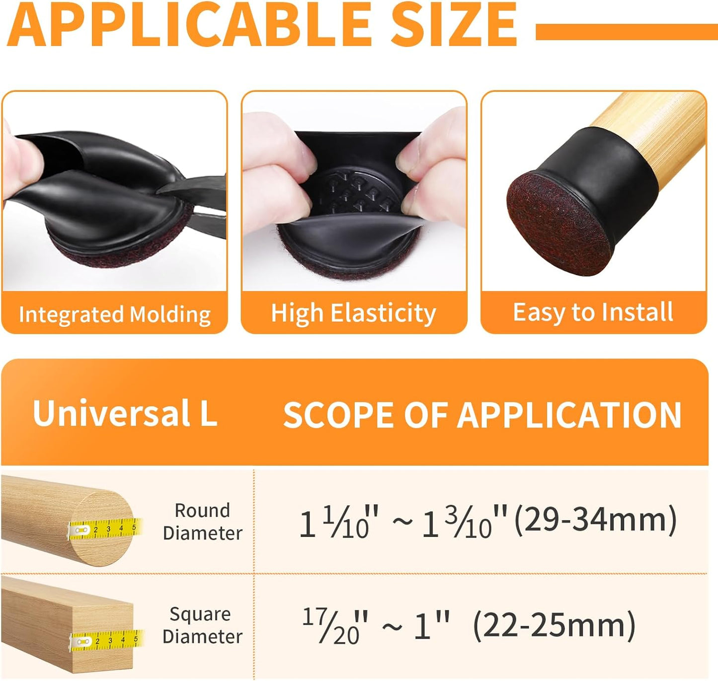 Ezprotekt 24 Pcs Round Silicone Chair Leg Floor Protectors with Felt, Floor Protectors for Chair