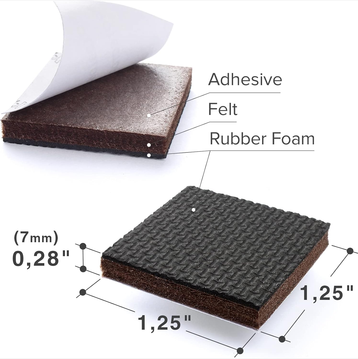 Non Slip Furniture Pads 8 pcs 1 1/4" X-Protector - Premium Furniture Grippers! Self-Adhesive Rubber