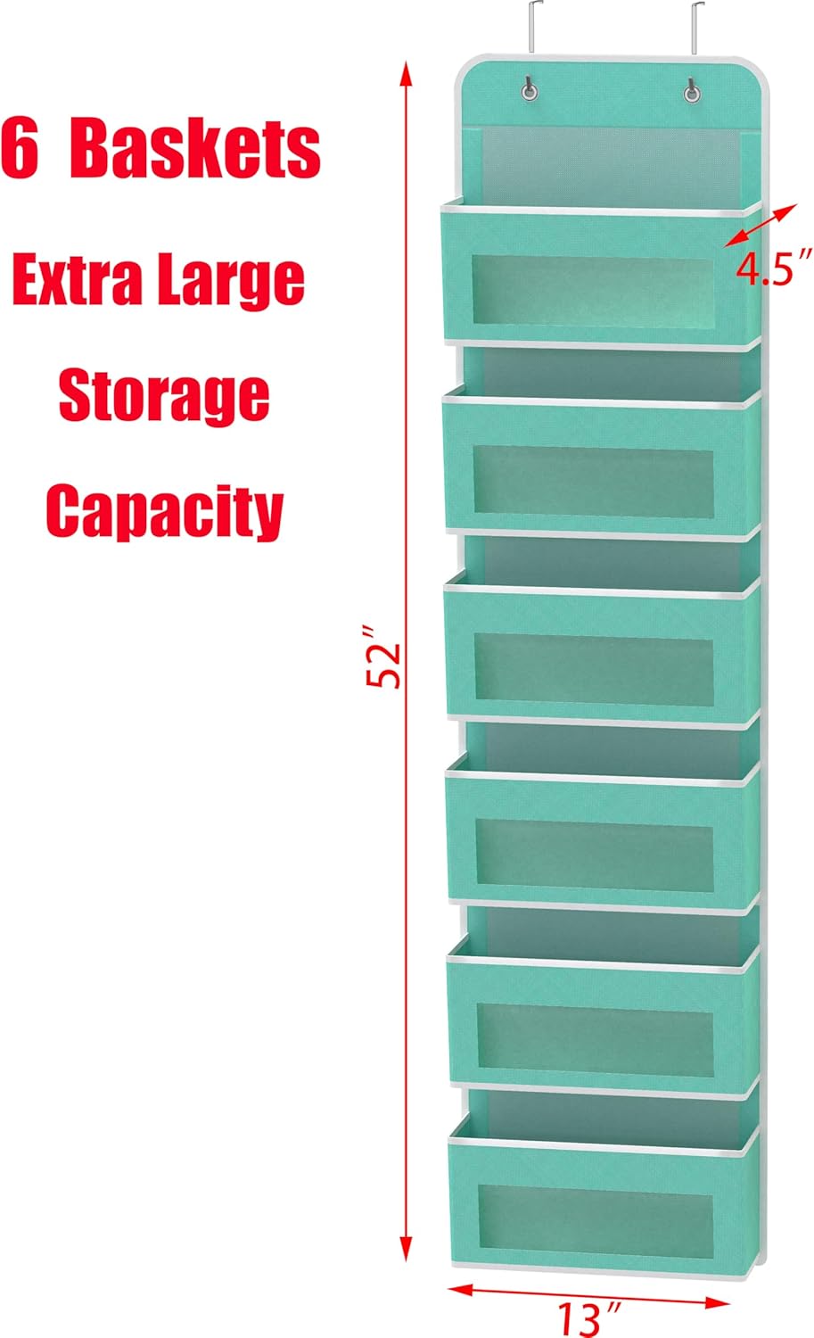 Simple Houseware 6 Clear Window Pocket Over Closet Door Storage Hanging Organizer for Bedroom
