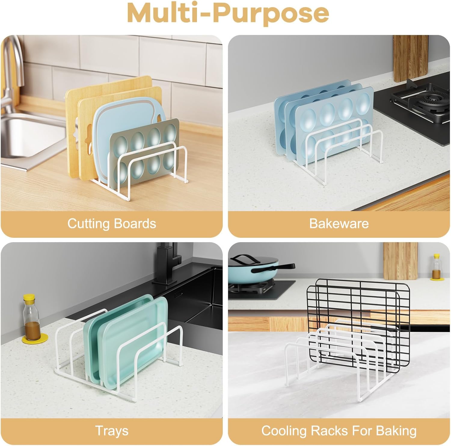 Cutting Board Organizer, 2Pcs Cutting Board Holder Rack Baking Cookie Pan Sheets Cooling Small