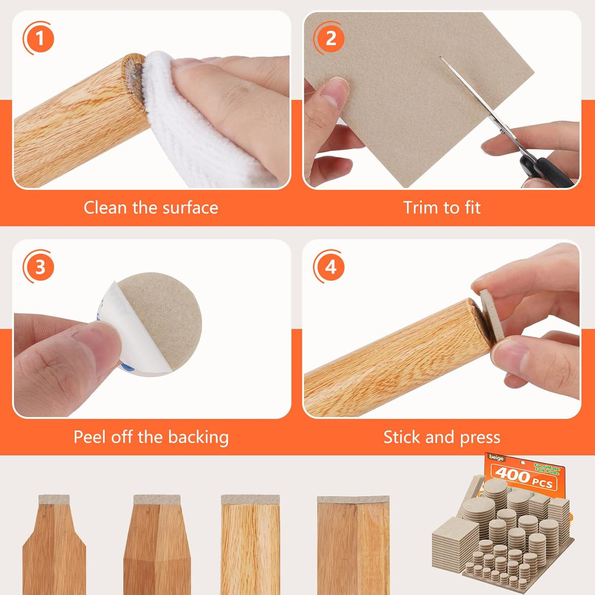 Felt Furniture Pads 400 Pieces, Furniture Pads for Hardwood Floors, Floor Protectors for Furniture