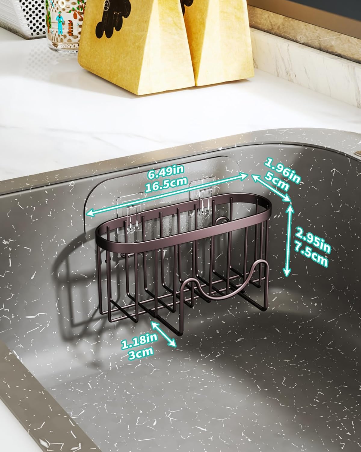 HapiRm Multifunctional Sponge Holder for Kitchen Sink with Unique M-Shaped, 2 Installation Methods