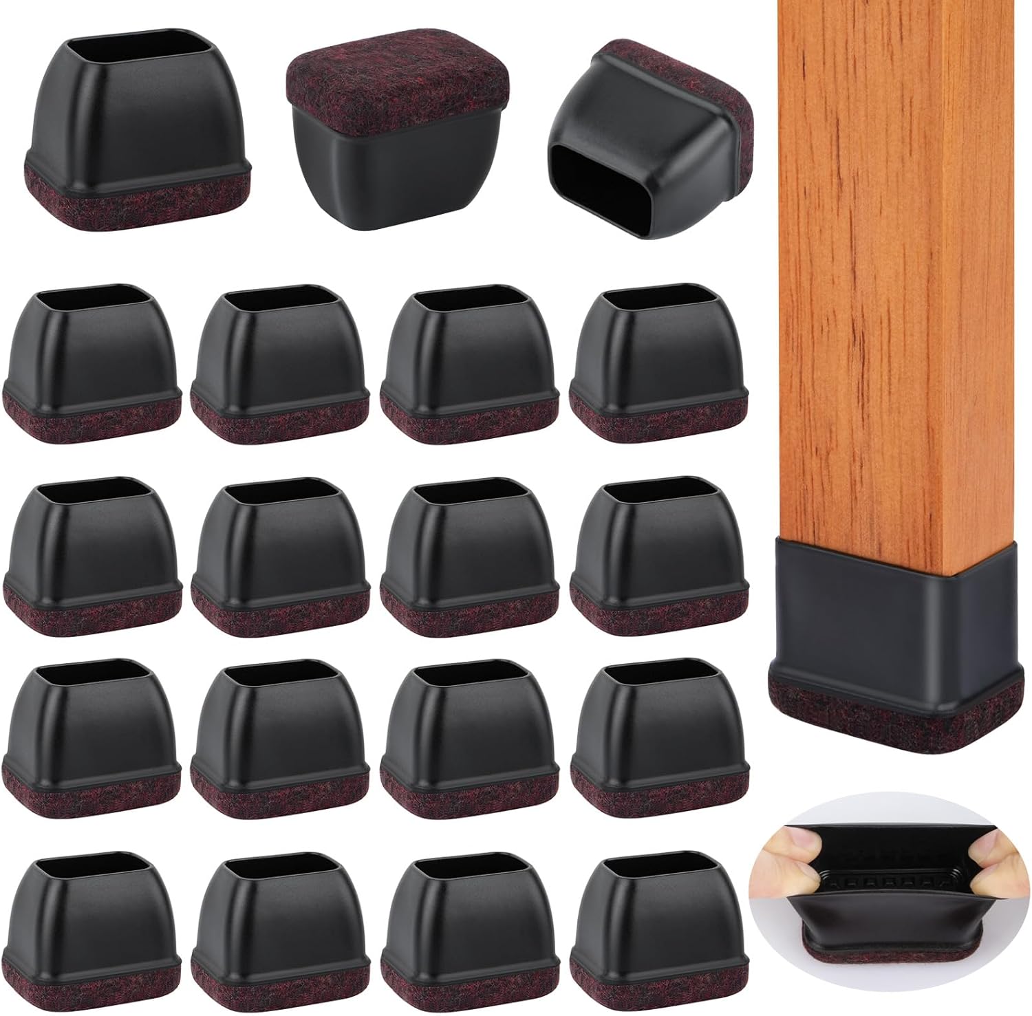 32 Pcs Rectangle Chair Leg Floor Protectors, Silicone Chair Leg Protectors for Hardwood Floors