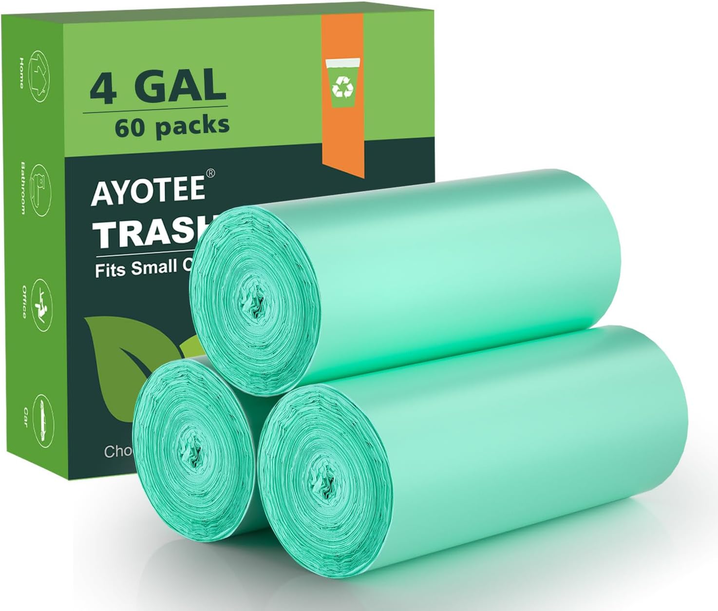 4-6 Gallon Small Trash Bags Compostable Trash Bags,AYOTEE 60 Count Ultra Strong Unscented Garbage
