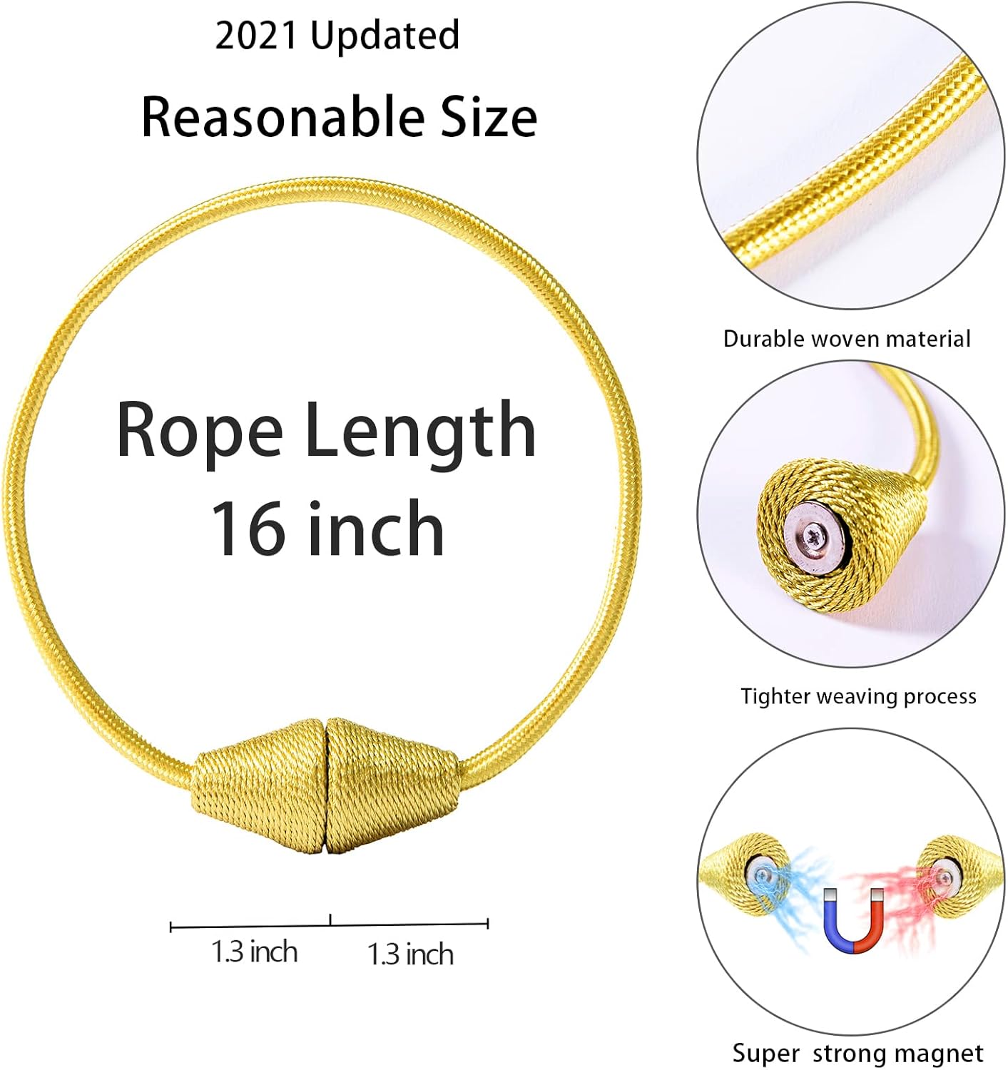 2 PCS Magnetic Curtain Tiebacks, European Style Convenient Drape Tie Backs Holdbacks for Thin or