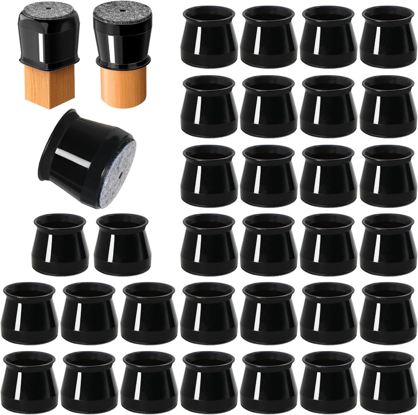 32 Pcs Chair Leg Protectors for Hardwood Floors, Silicone Felt Furniture Leg Cover Pad for