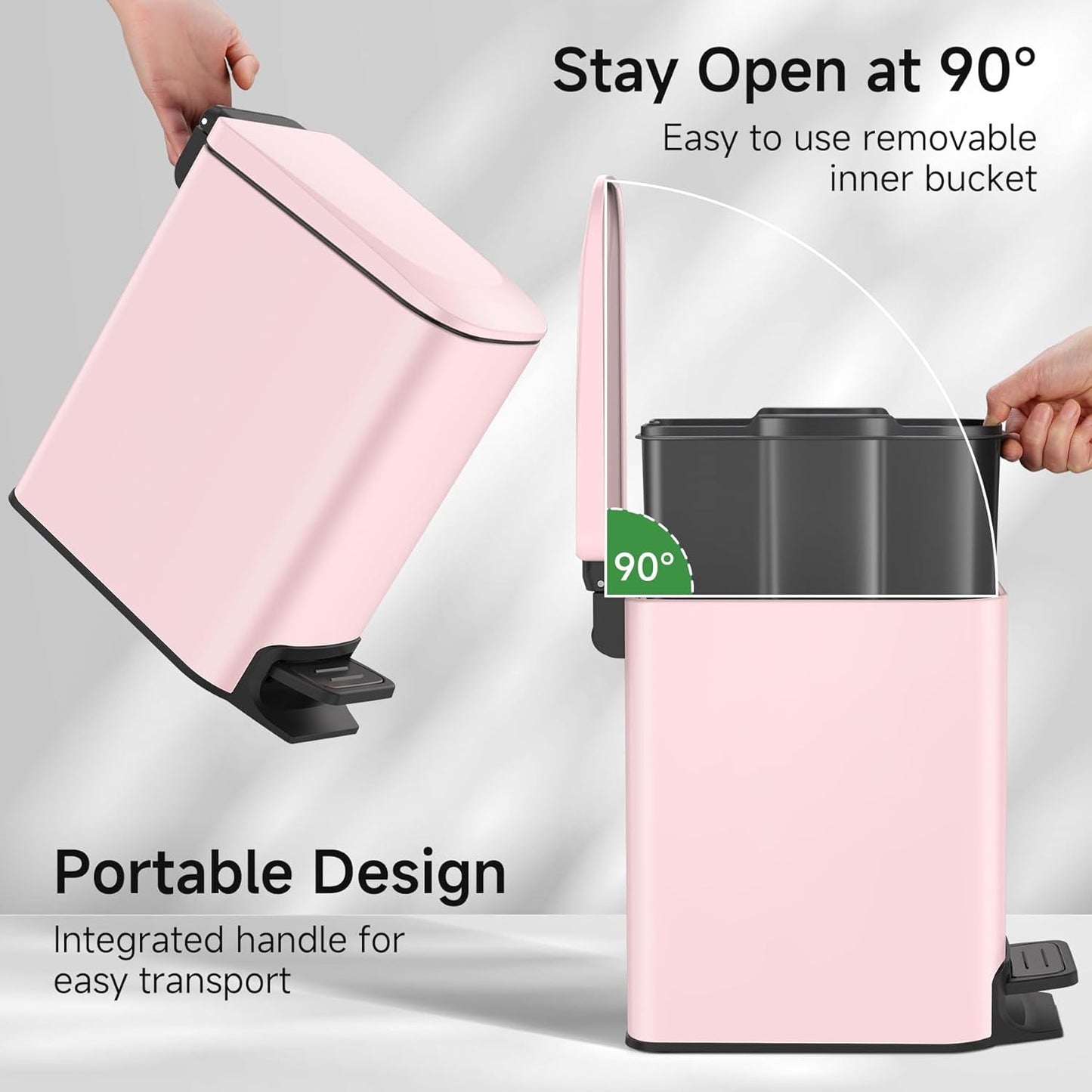 TIPGO Slim Bathroom Trash Can with Lid Soft Close, 6 Liter / 1.6 Gallon Stainless Steel Garbage