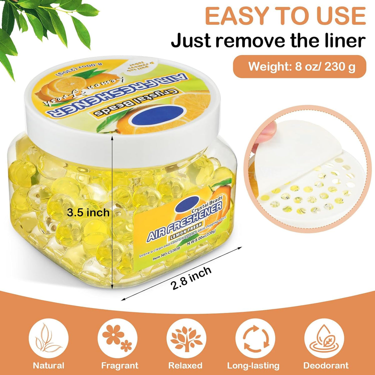 6 Pcs Air Freshener Gel Beads Bulk Odor Eliminator Beads Odor Removing Gel for Home, Bathrooms