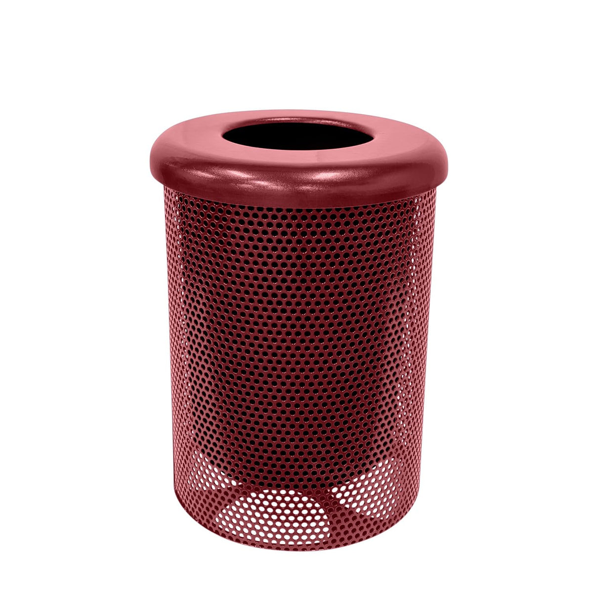 COATEDOUTDOORFURNITURE RFT-P-BUR Heavy Duty Round Trash Receptacle with Flat Top, Liner Included