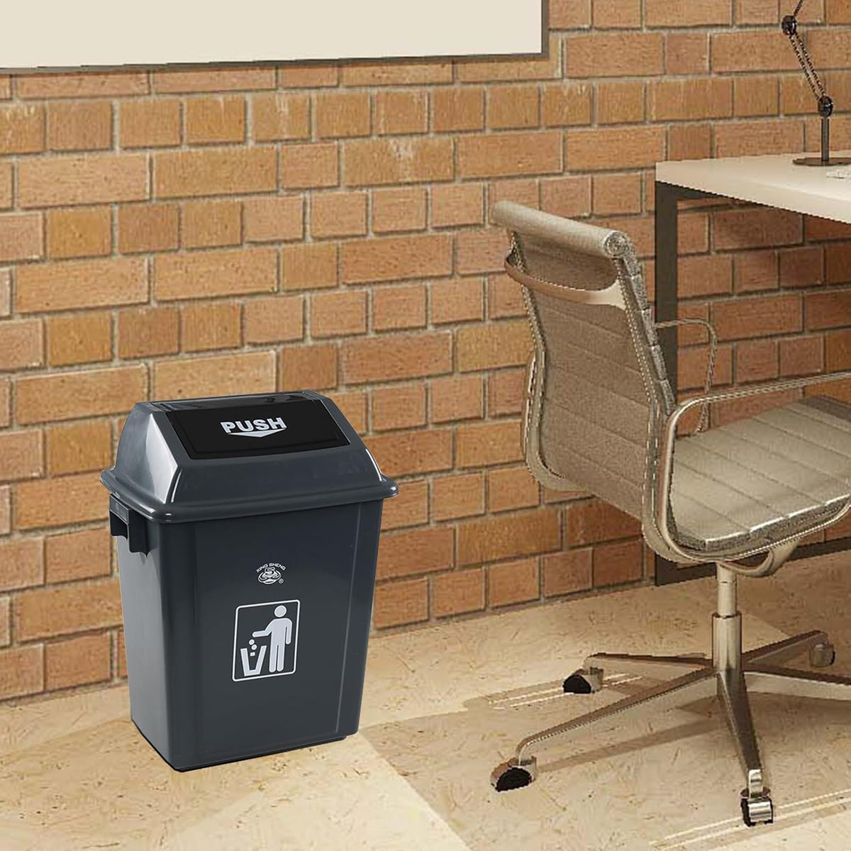 6 Gallon Plastic Swing Top TrashBin/Garbage Can, Lidded Wastebasket Trash Can for Kitchen, Garage
