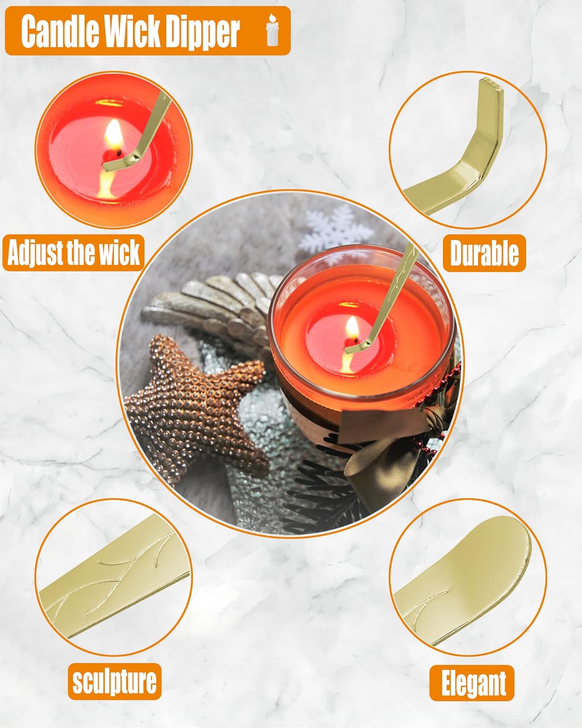 4 in1 Candle Accessory Set with Storage Tray Plate, Candle Wick Trimmer, Candle Wick Snuffer