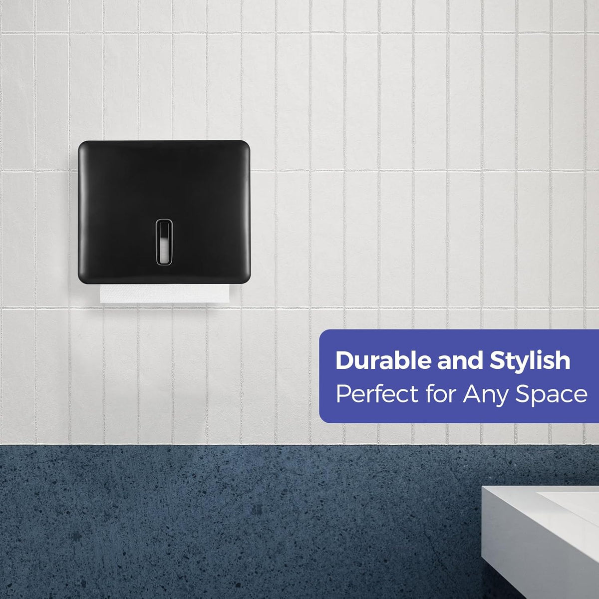2-Pack Multifold Paper Towel Dispenser Wall Mount (Black) – Large Capacity C-Fold, Trifold, and