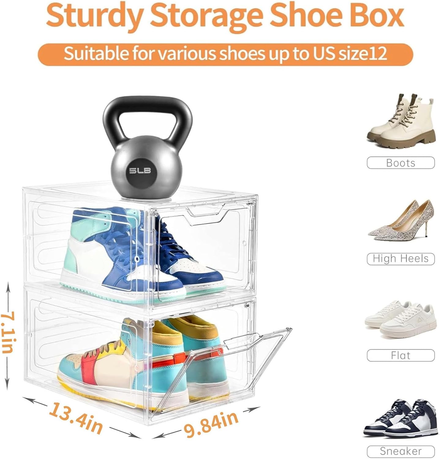 12 Pack Thicken & Sturdy Clear Shoe Storage Organizer with Magnetic Door, Shoe Boxes Clear Plastic