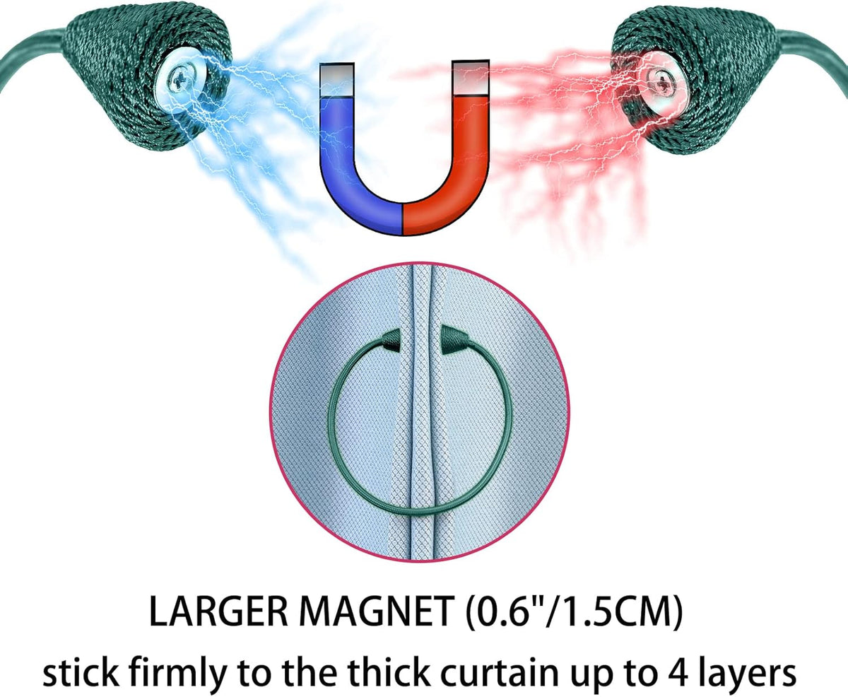 2 PCS Magnetic Curtain Tiebacks, European Style Convenient Drape Tie Backs Holdbacks for Thin or