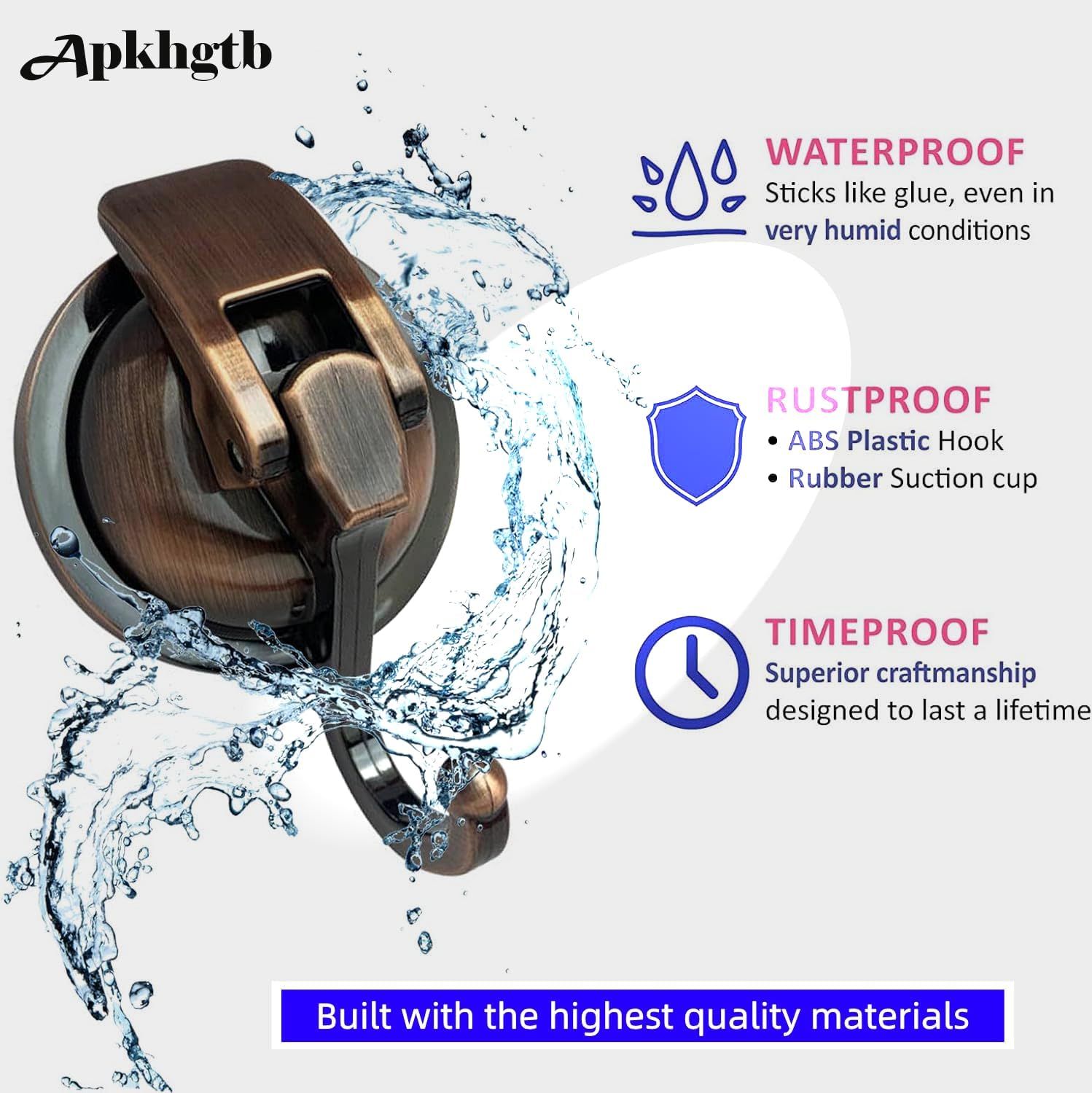 Suction Cup Hooks for Shower, Bathroom, Kitchen, Glass Door, Mirror, Tile – Loofah, Towel, Coat