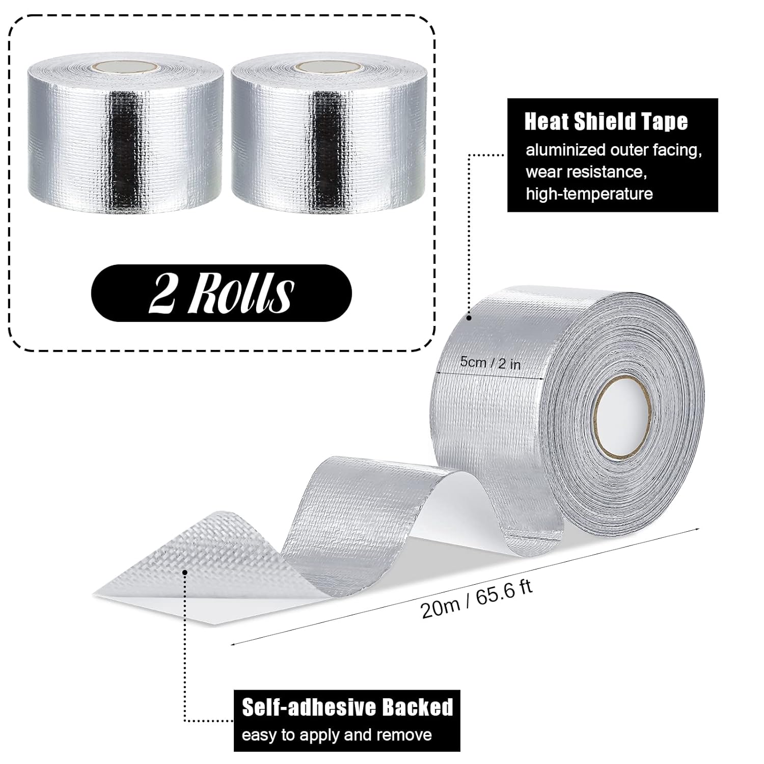 Zonon 2 Rolls Aluminum Foil Tape Heat Shield Tape Barrier Adhesive Reflective Fiberglass Thermal