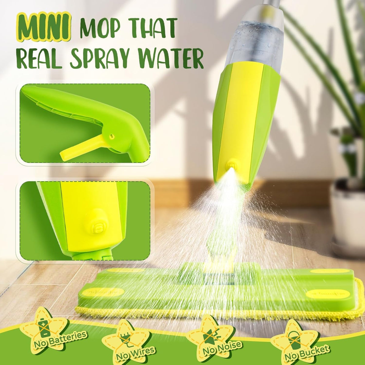 Toddler Spray Mop-Montessori Toys Mini Size Cleaning Mini Mop That Really Spray -Kid Pretend Play