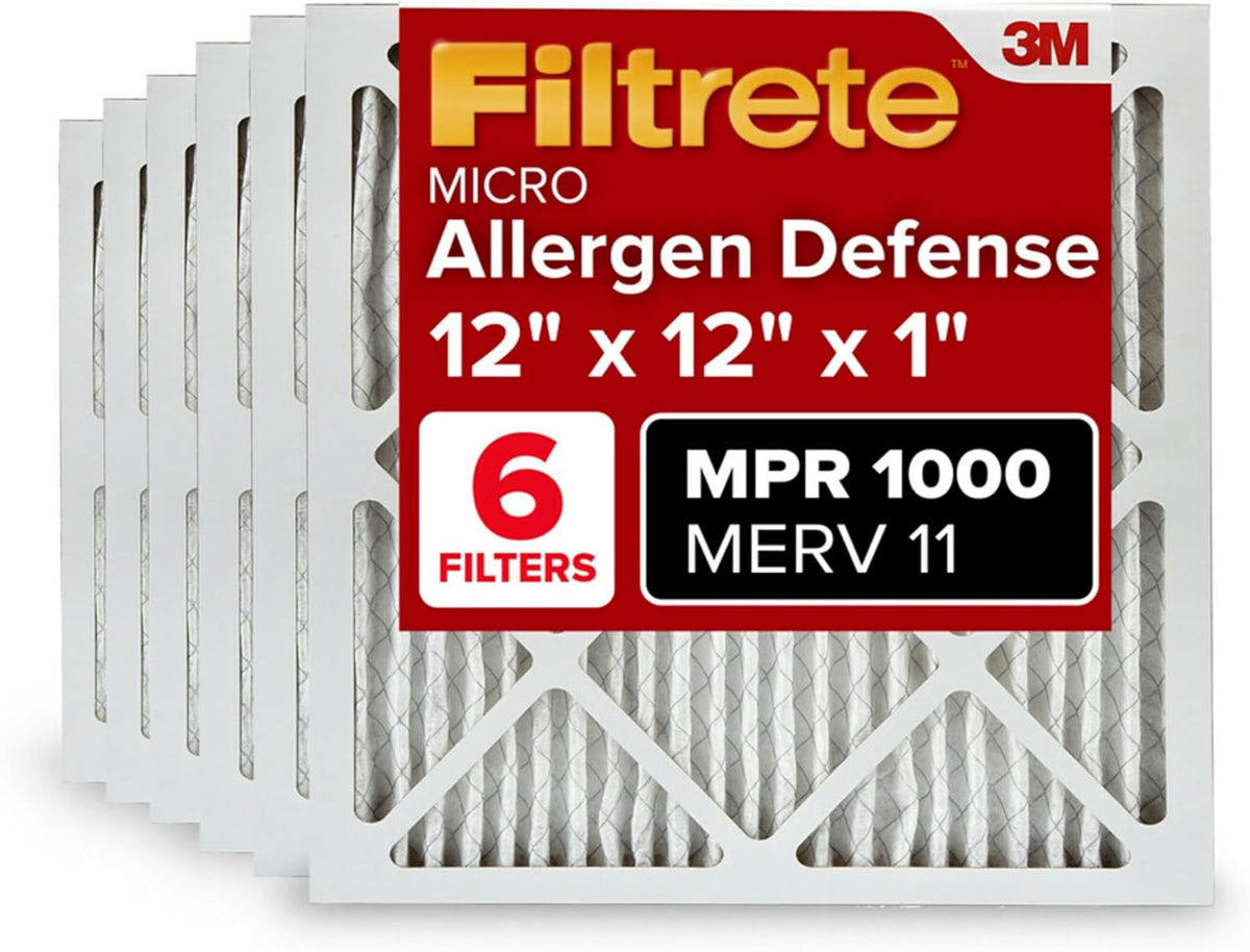 Filtrete 12x12x1 AC Furnace Air Filter, MERV 11, MPR 1000, Micro Allergen Defense, 3-Month Pleated